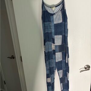 Patchwork Denim Jumpsuit